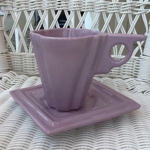 Charles Nalle Ceramics Revival Parvenu Lavender Pink Tea Cup& Saucer Art Deco